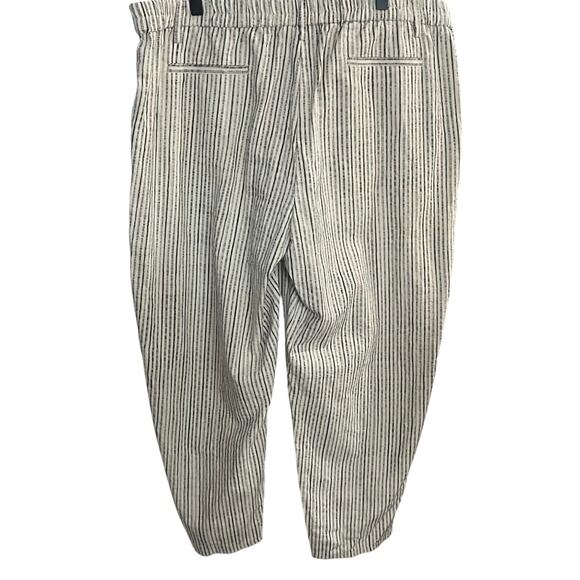 Eileen Fisher | Cotton Slouchy Ticking Stripe Tapered Ankle Pants | Natural | XL - Picture 2 of 8